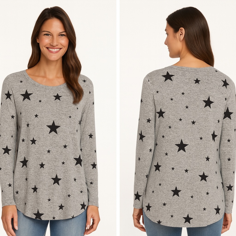 NWT Buffalo David Bitton Star‎ Print Soft Knit Tunic Top Small